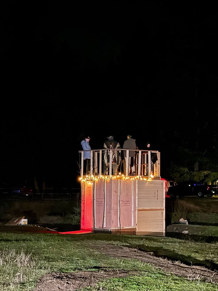 People hanging out on top. Always cool to see a structure you build get used.