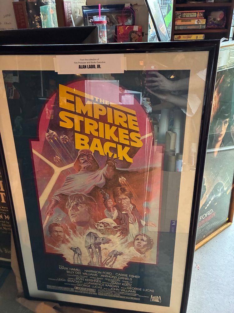Framed poster for The Empire Strikes Back from the collection of Alan Ladd, Jr.