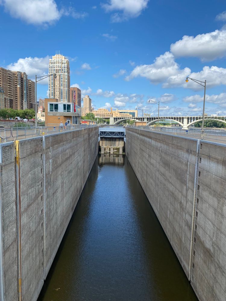 Inside of the upper lock from the downstream catwalk. 