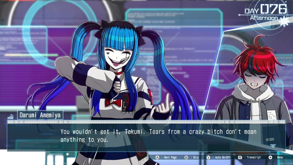 Darumi: "You wouldn't get it, Takumi. Tears from a crazy bitch don't mean anything to you."