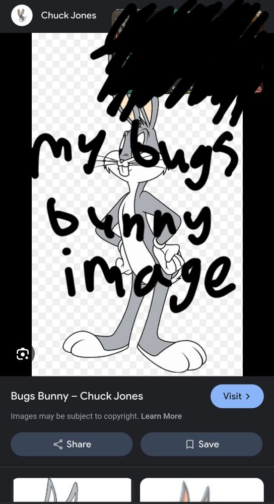 My bugs bunny image sorry about the thing in the top right I'm watching something and I had to blur it for copyright