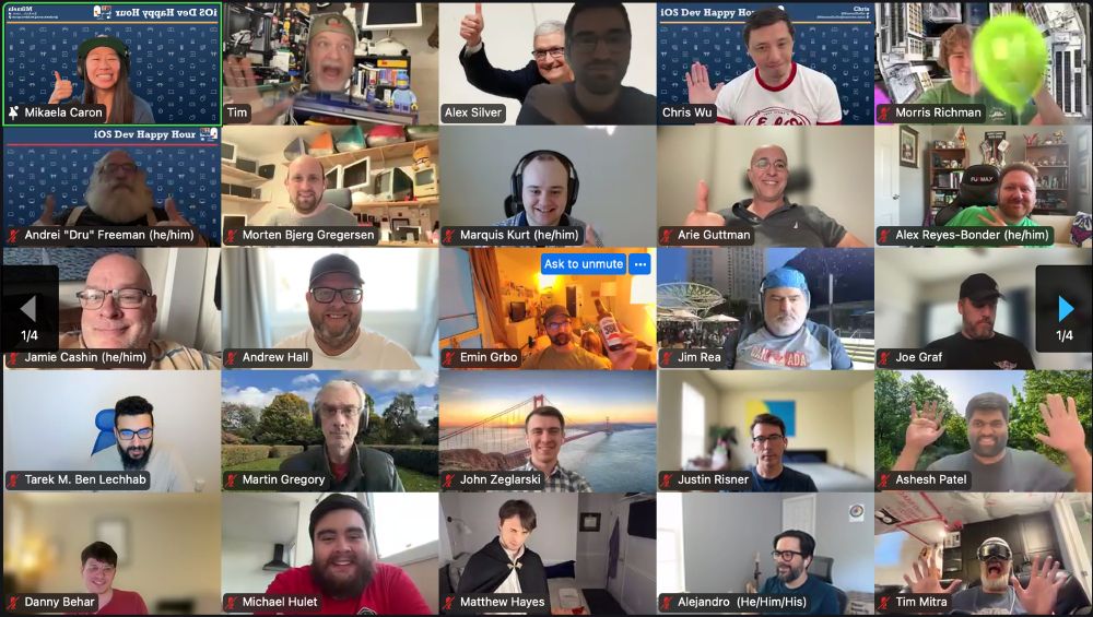 Participants on a zoom call at iOSDevHappyHour