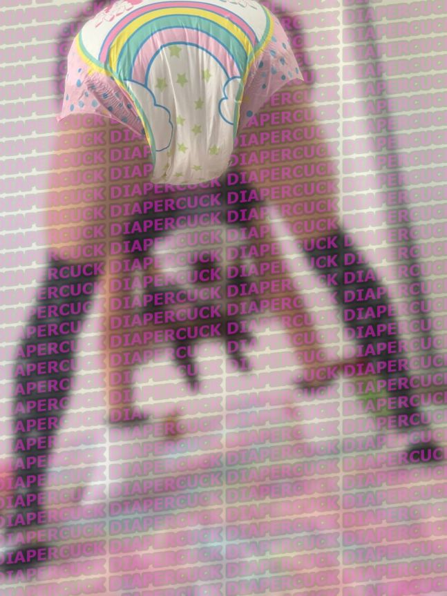A censored image of a fursuiter wearing a diaper. All of the image, except for the diaper, has been blurred, with the phrase "DIAPERCUCK" repeating on top of it.