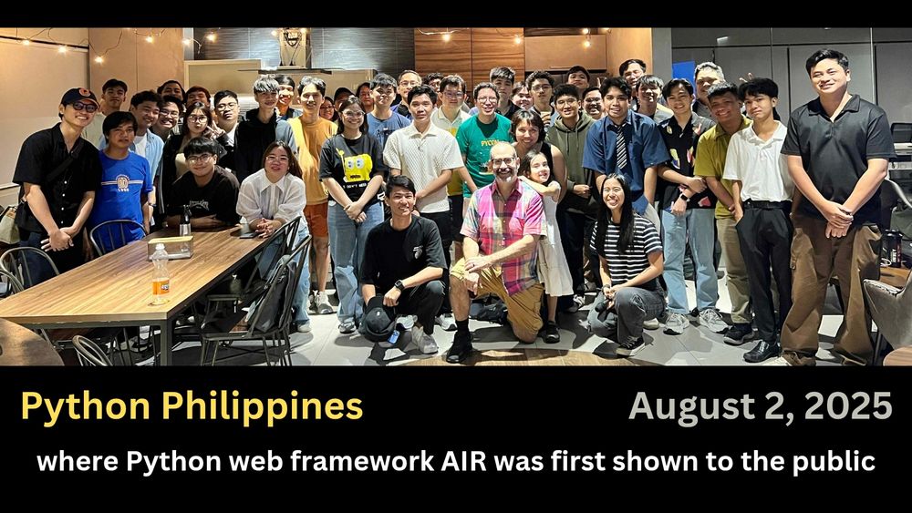 Python Philippines, August 2, 2025. Group photo. Where Python web framework AIR was first shown to the public