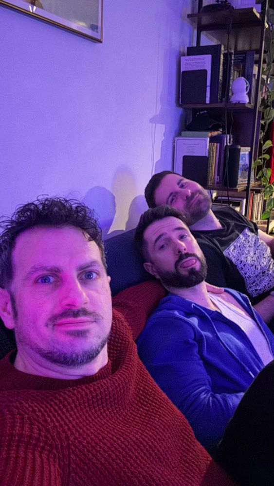 Me, Chris and Brad taking a selfie on the sofa 