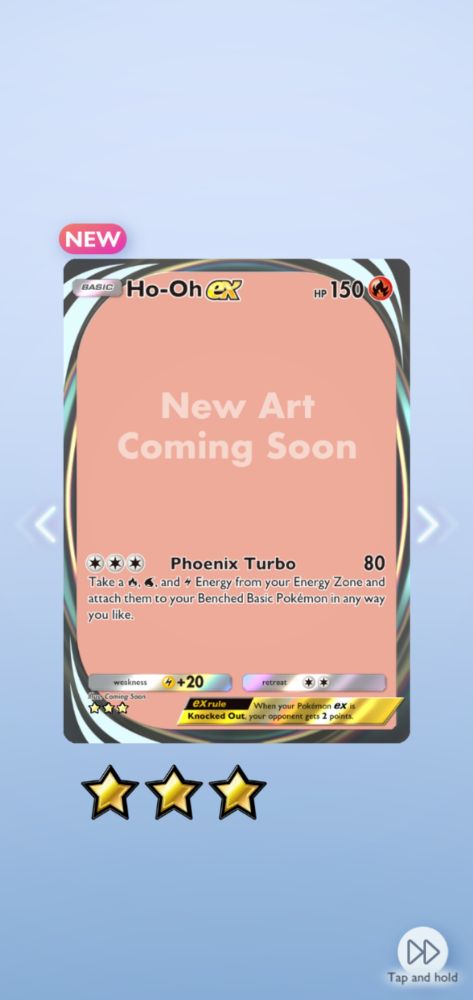 It's the Ho-Oh ex card from tcg pocket, but instead of card art it has text reading "New Art Coming Soon"