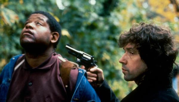 The Crying Game. Stephen Rea holds a gun to Forest Whitaker’s head.
Which is no way to treat the Last King of Scotland.