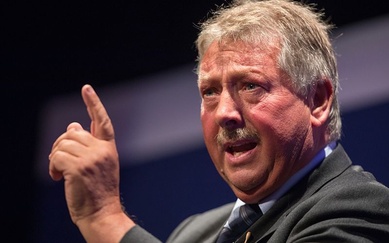 Sammy Wilson waving finger in a Rab C Nesbitt ‘Let me tell you this…’ manner