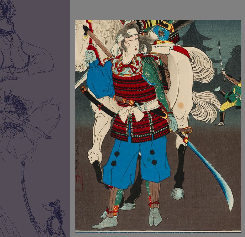 the ref image I used, of a print of "Yuki no Kata"
I cropped it to just what I needed, and stuff.