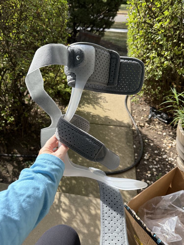 Size M was too small for my chunky calf, otherwise fit into my Cadense shoe. Will return. 

A plastic Ankle Foot Orthosis is light, flexible, supports the ankle with a figure 8 shape but the strap for the upper calf is too short.
