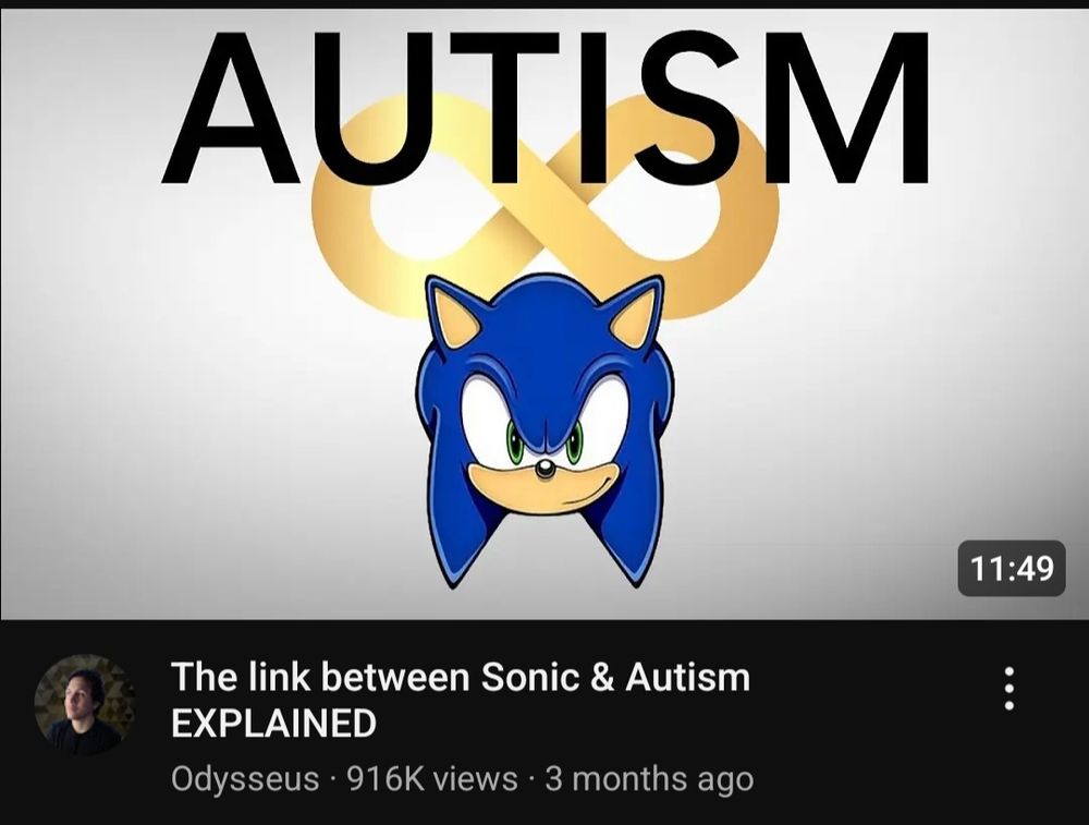 A screenshot of a YouTube video titled "the link between sonic & autism EXPLAINED" BY odysseus 