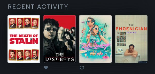 Letterboxd recent watches (the above 4 movies)