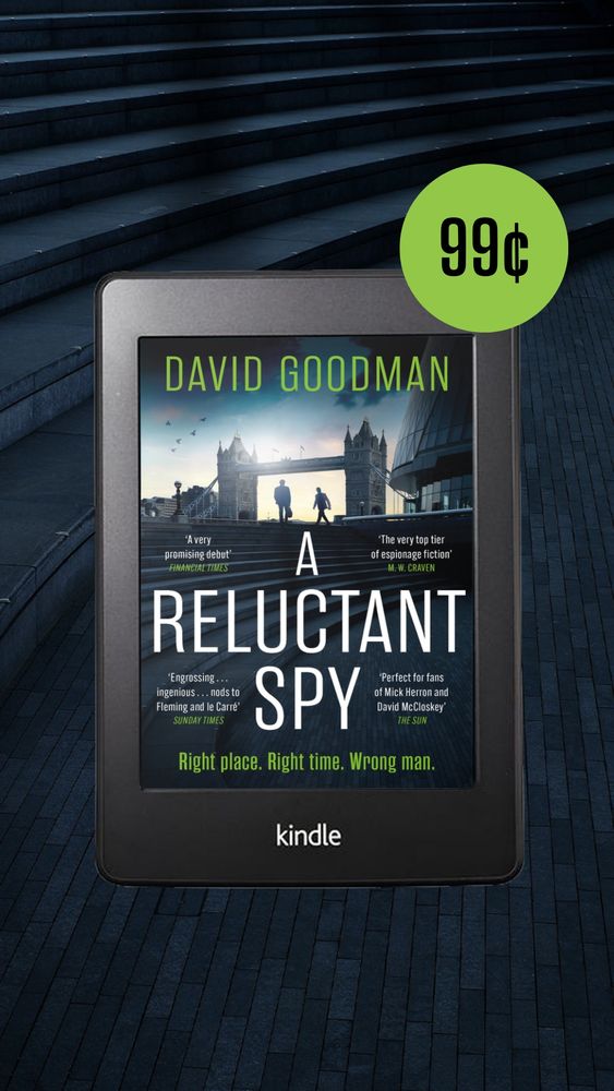 A promotional image for the Kindle Monthly Deal, showing a Kindle with my book cover displayed and a 99 cent price sticker.