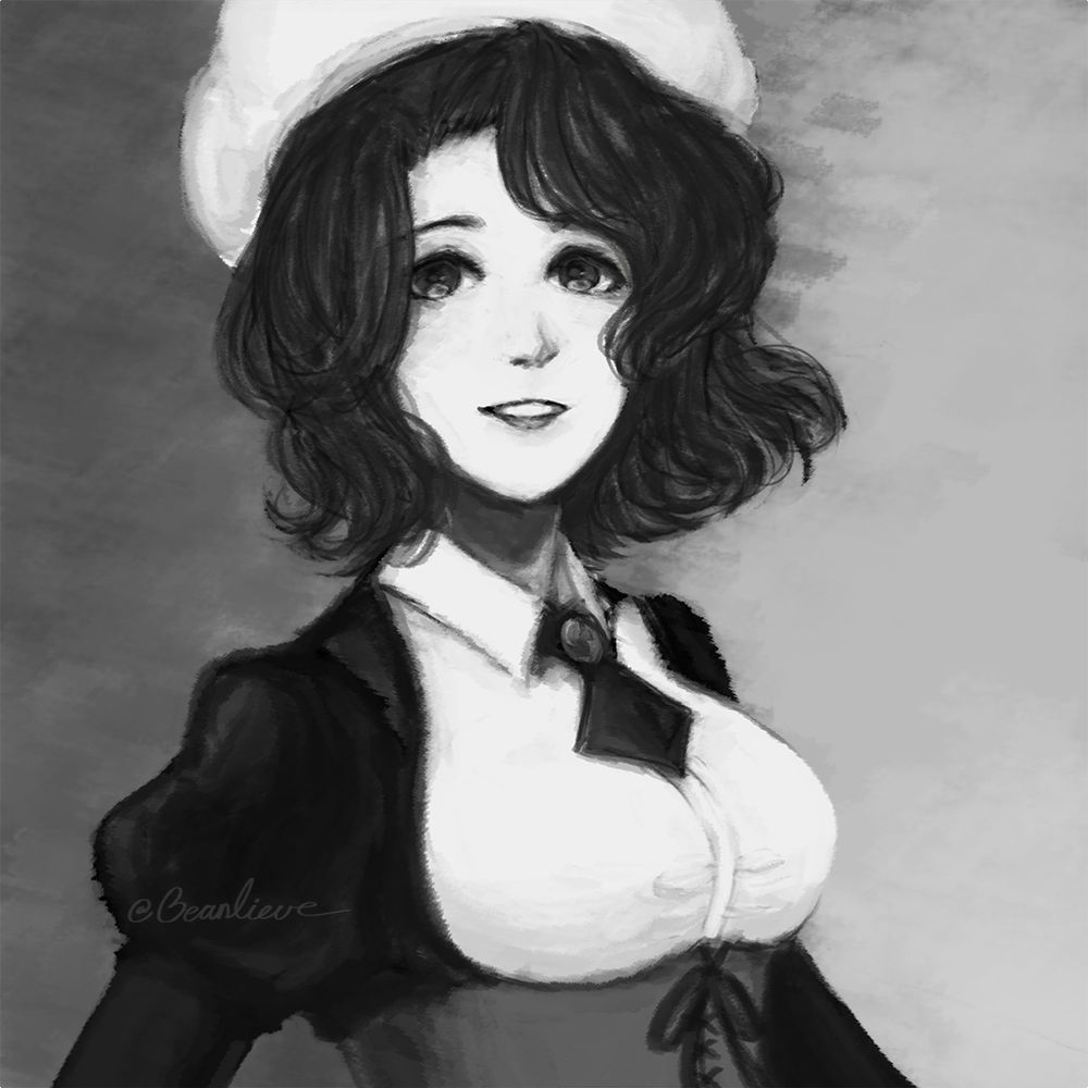 fanart of Shannon from Umineko referencing the cover photo of Mariya Takeuchi's Plastic Love