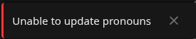 Nextcloud notification of being unable to update pronouns