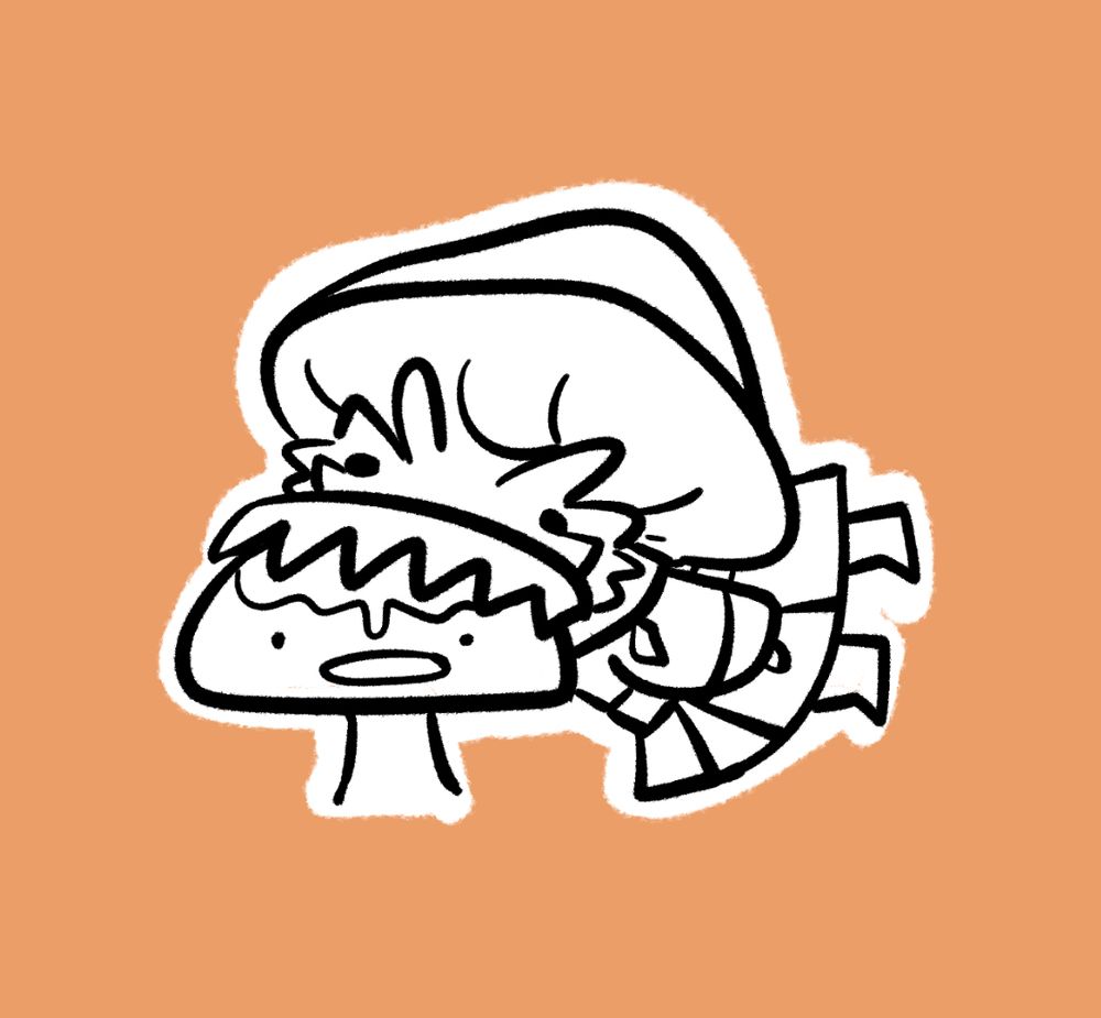 Nature is beautiful, but we can't forget it can be cruel. In this bleak world we find a normally good-natured sporeling pouncing upon his smaller brethren in pursuit of nourishment. The economy is in shambles indeed.