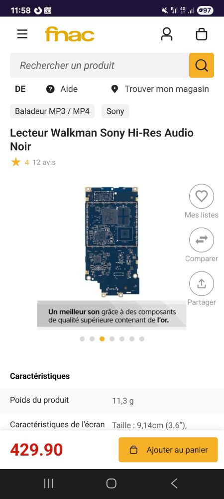 Walkman Sony mp3 à 400 francs. 