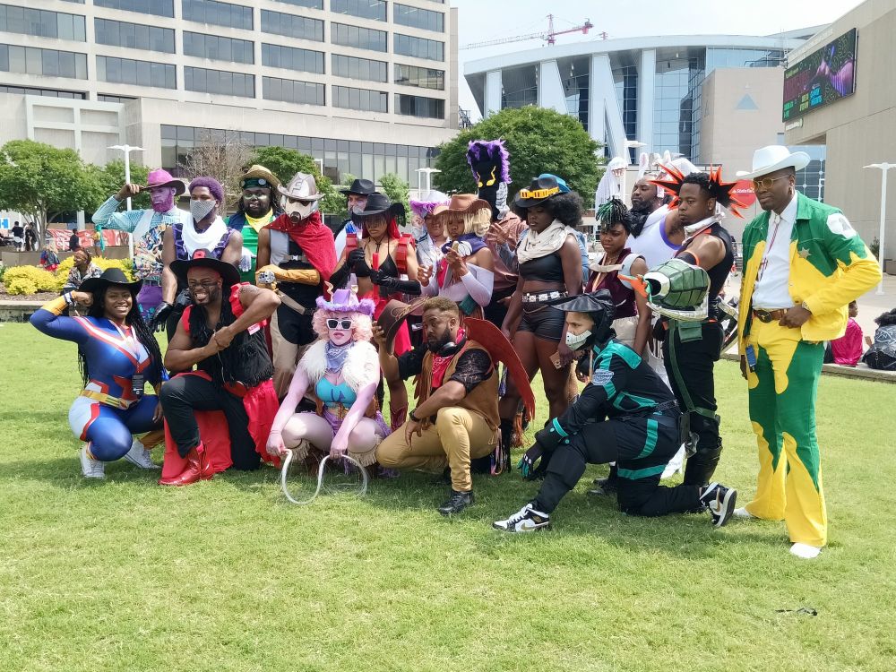My Hero Academia cosplay shoot where their costumed are mixed with a cowboy/rodeo aesthetic