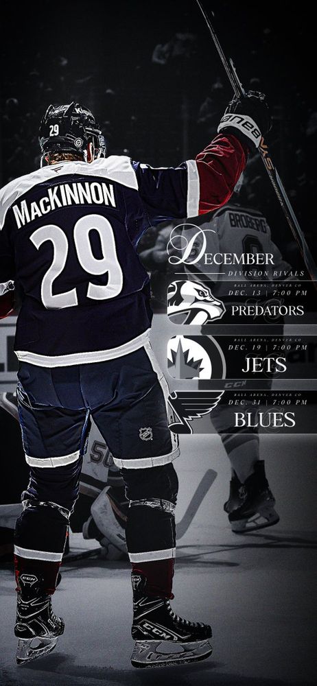 December home schedule for the Avs