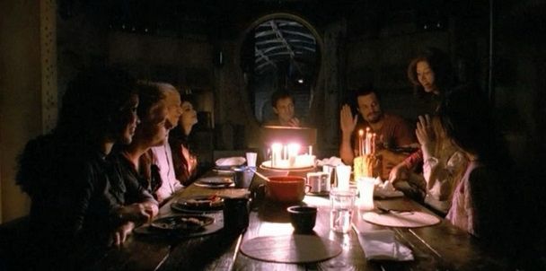 Mal and the crew celebrating Simon’s birthday