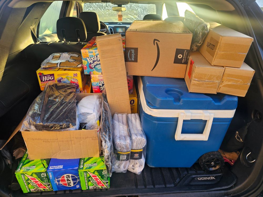 Food, drinks, and supplies for the houseless community in New Orleans.