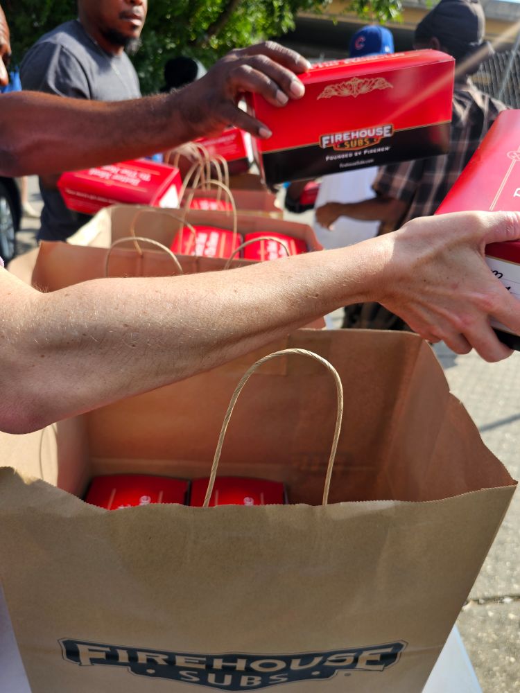 Firehouse Subs being passed out.
