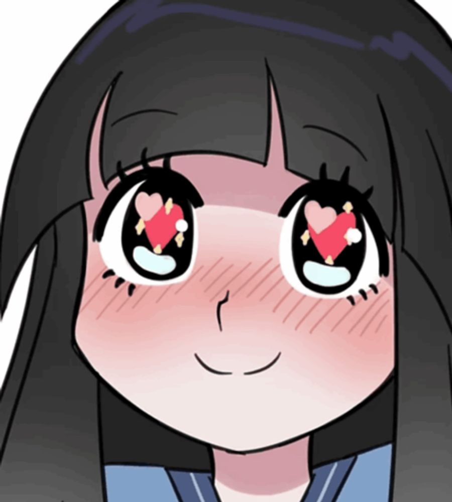 a cartoon girl with hearts in her eyes is making a face