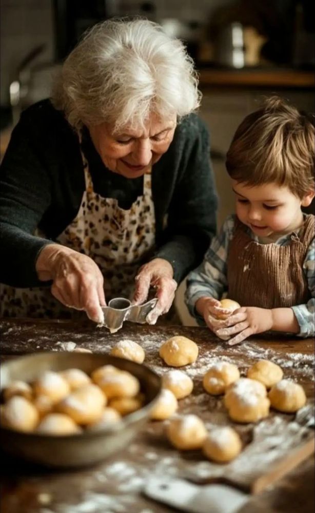 Photo d'une mamie et son petit fils faisant de la patisserie.

Doux souvenirs des dimanches d'enfance.
