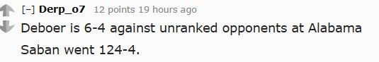 DeBoer is 6-4 against unranked opponents at Alabama Saban went 124-4