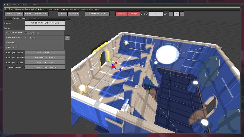 A screenshot of a custom map editor showing the same room as the previous screenshot. Edition is done using a modular kit.