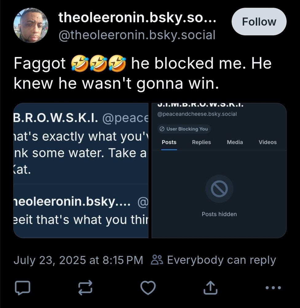 @theoleeronin.bsky.social using the f slur