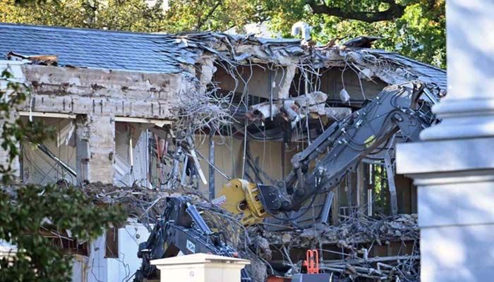 East wing of White House being bulldozed 