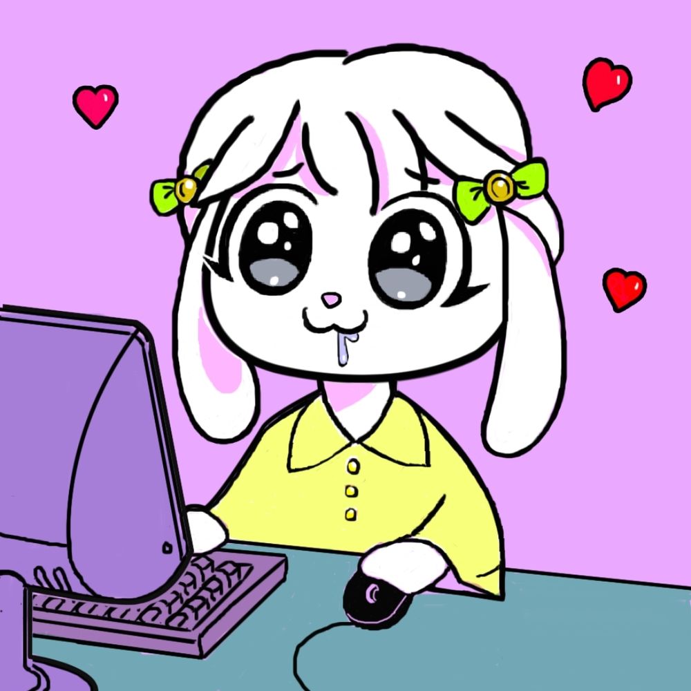 Drawing of bunny girl drooling at carrots