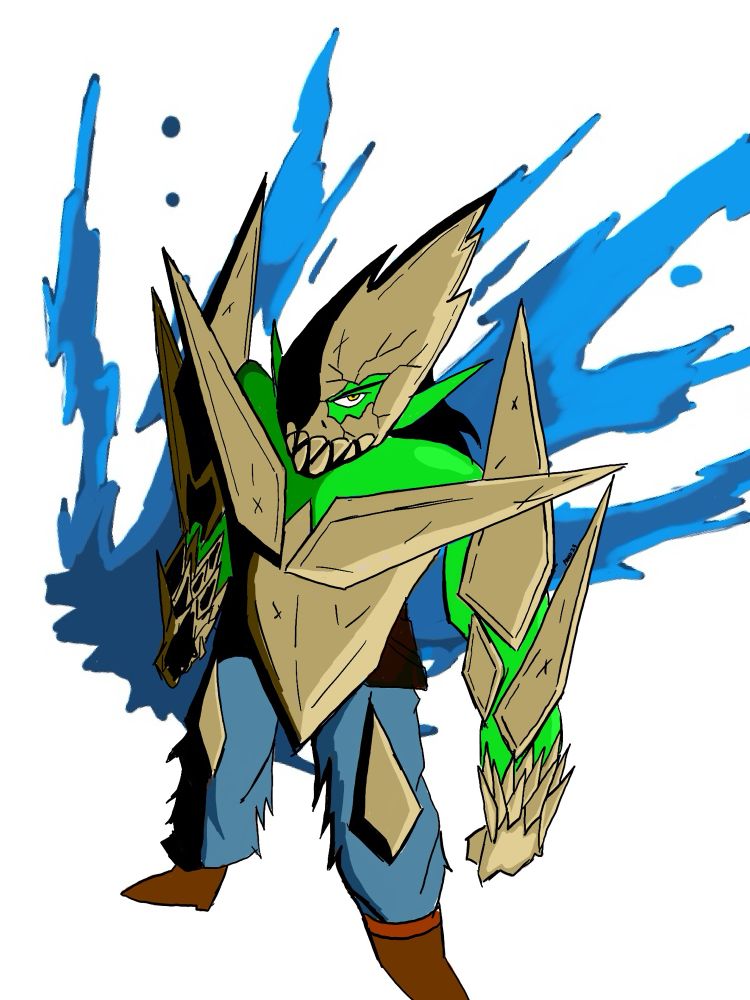 A spiky goblin looking up