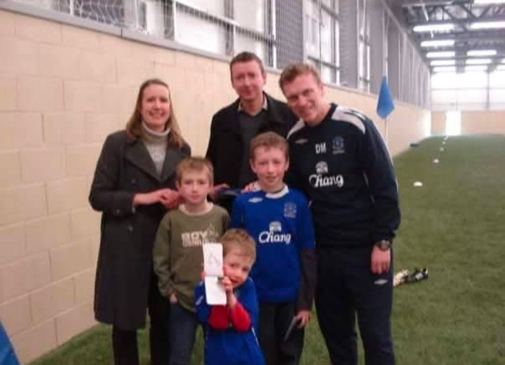 My family with David Moyes 17 years ago at Finch Farm. Ewan's "wish"