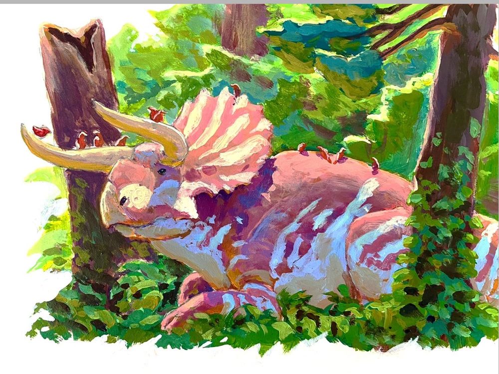 View of a resting Nasutoceratops.