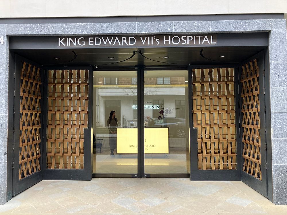 A photo of the entrance to the King Edward VII Hospital 