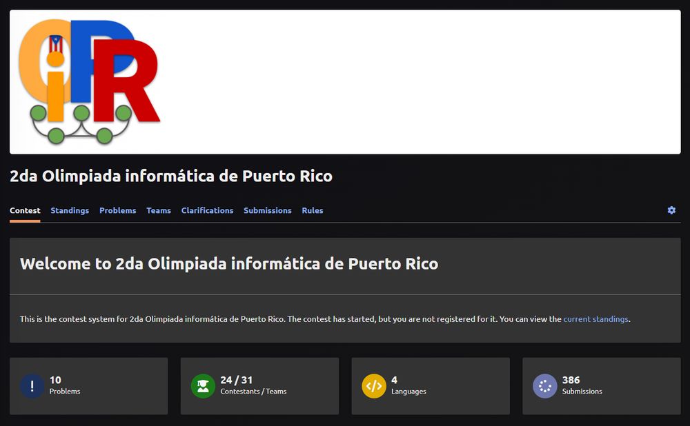 Imagen del sitio de la competencia, 24 han competido, 31 inscritos.