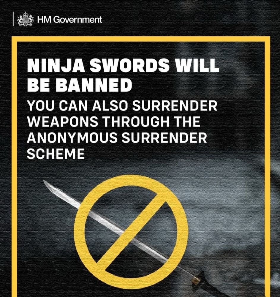 the UK is banning "ninja swords" according to this graphic attributed to their government