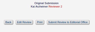 A screenshot of the editorialmanager system. Next to the name "Kai Arzheimer" are the words (in red) "Reviewer 2"