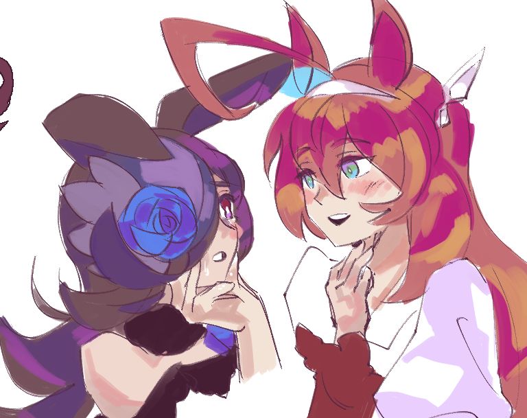 rice shower crying and mihono bourbon holding her chin up