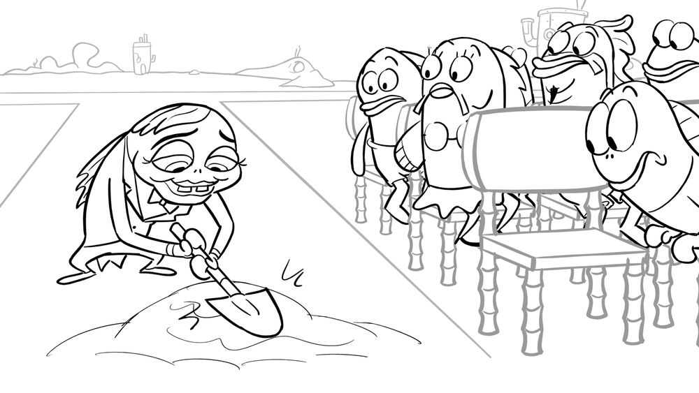 Slappy after burying Harold hoping that his beloved pink senpai will notice him. 