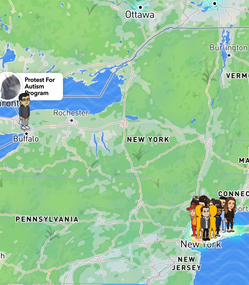 A Snapchat map with me alone in Buffalo while a bunch of my other friends on Snapchat are still concentrated in the NY area. Incidentally, I had been near a "Protest for Autism Program" which in hindsight might be a bit of unintentional foreshadowing. Also do these alt texts really have virtually no character limit? So could I theoretically just circumvent the usual character limit by just slapping it on as alt text? I wonder what other secrets I can hide in these. ASCII nudes perhaps; that would be wild.