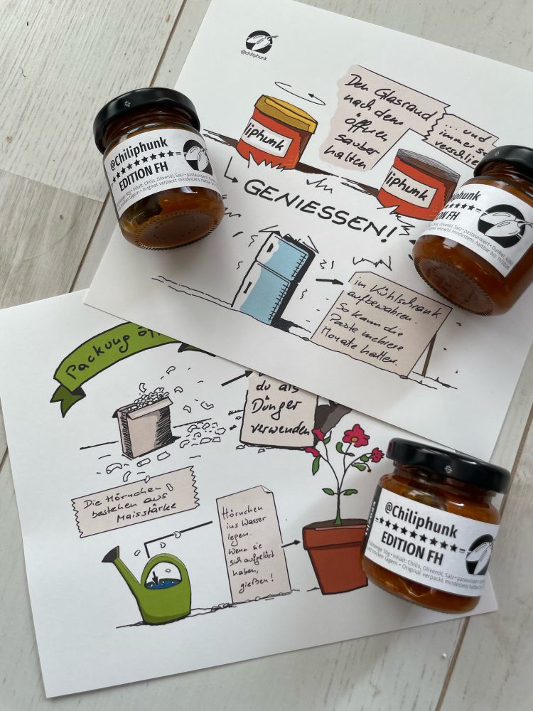 Drei Gläser Chilipaste, Anleitungen. 