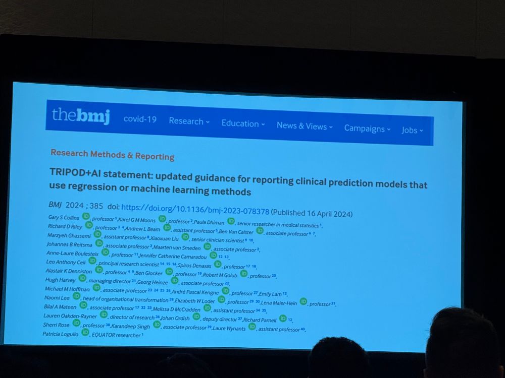 Slide of publication on TRIPOD-AI statement: on guidelines for AI publication 