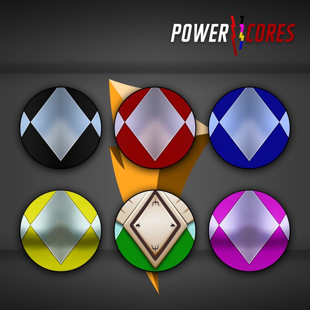 Team of six Mighty Morphin' Power Rangers icons.