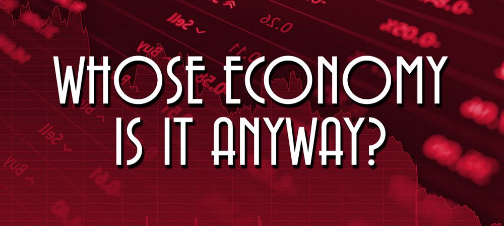 A graphic parodying the graphic from the show, "Whose Line is it Anyway," to illustrate the Trump Administration flip flopping on who gets credit or blame for the mercurial economy.