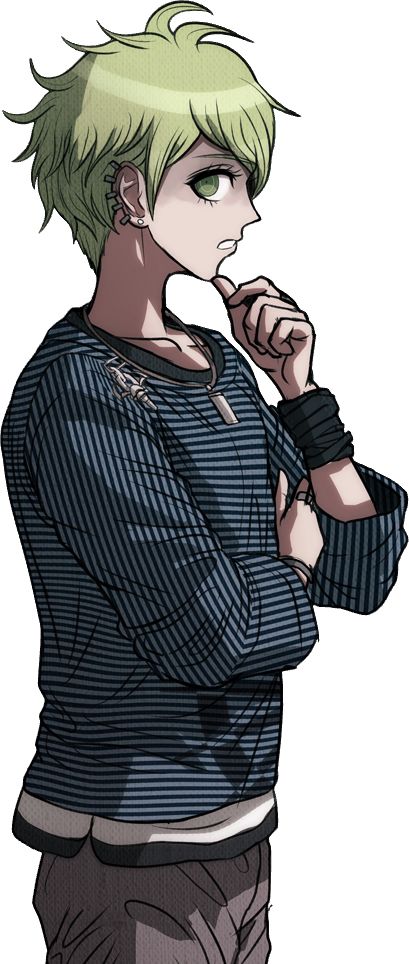 Rantaro Amami (Danganronpa V3: Killing Harmony) facing right and giving a side eye look. He has a sort of "suspicious" and/or "thinking" expression in both his face and body language, hence is why this picture is being used with this post.