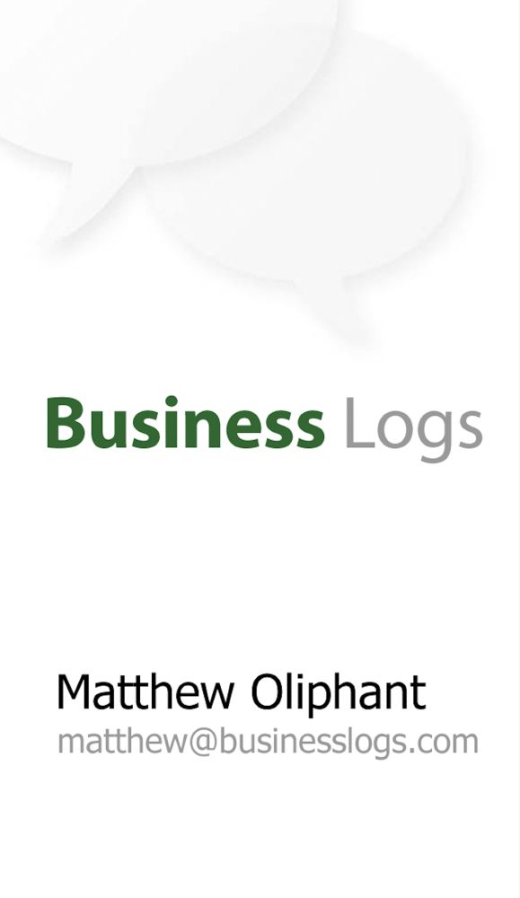 Screenshot of my business card for Business Logs, a company I started in...maybe 2003? Definitely by 2004.
