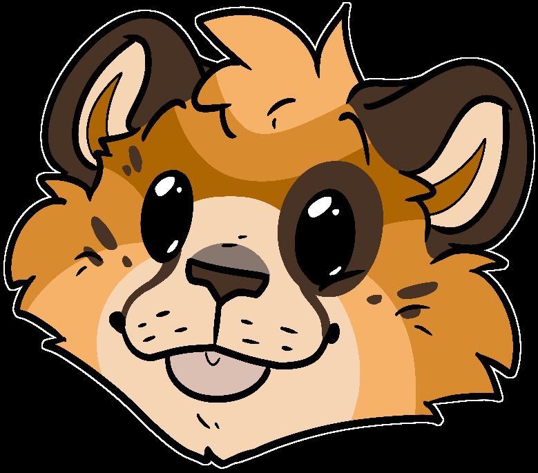 My cheetah character looking happy with a blep.